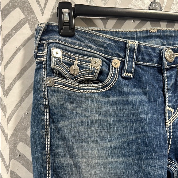True Religion Blue Billy Big QT Straight Leg Jeans with Distressed Details - Picture 3 of 10